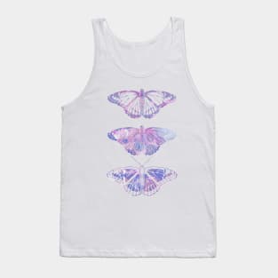 Butterfly Design in Purples Paint Strokes Combo Pattern Tank Top